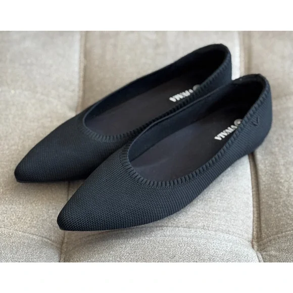 Vivaia Aria 5 Pointed Toe Flats Black Comfort Shoes 41.5, US 10 - Picture 1 of 12